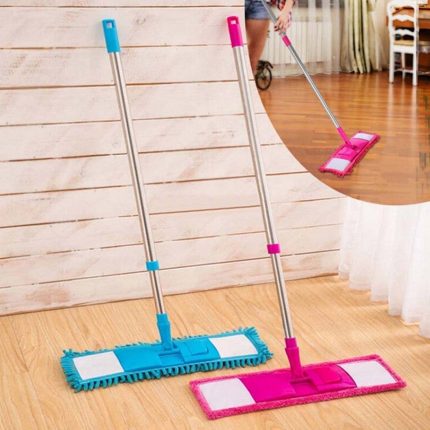 360° Rotating Flat Mop for Home Floor Cleaning Reusable Microfiber Pads