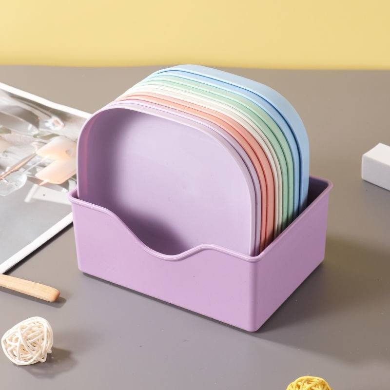 10 Pieces Spit Bone Dish Set with Stand – Multi-Function Food Grade Plastic Plates | Round & Square Dining Table Garbage Plates