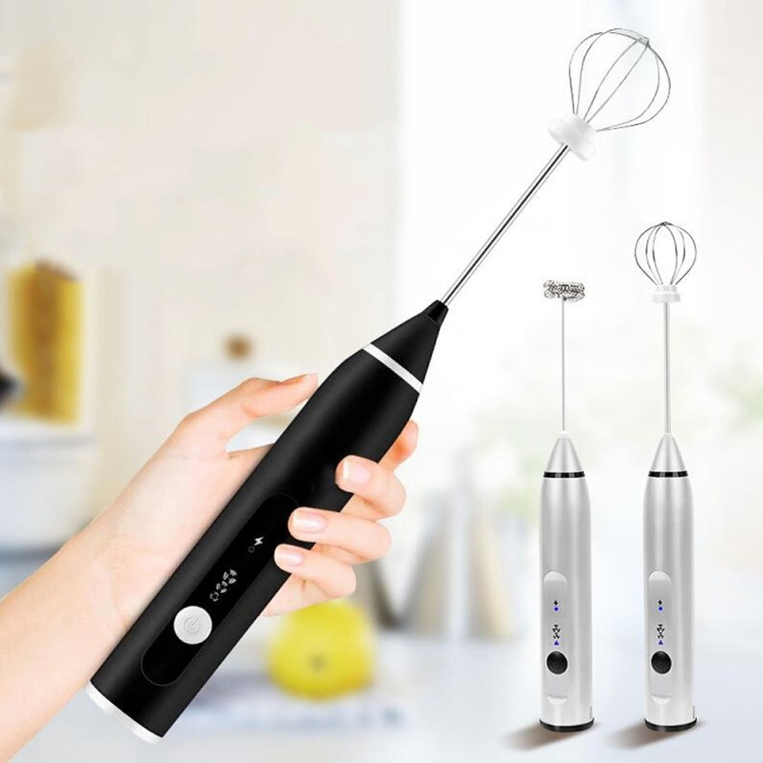 Rechargeable 2 in 1 Electric Coffee Beater Milk Frother Egg Whisk USB Mixer for Kitchen Use