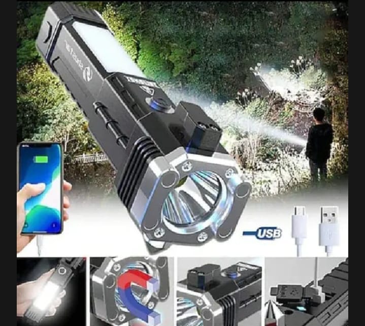 Hammer Torch Multifunction 8-in-1 Portable LED Flashlight - Free Delivery
