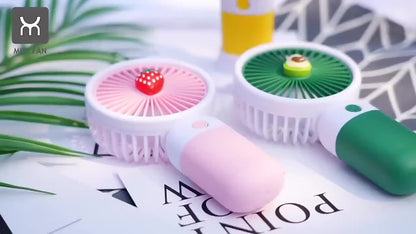 Cute Mini Rechargeable Fan with Phone Holder USB Portable Desk Fan for Travel Office Summer Cooling
