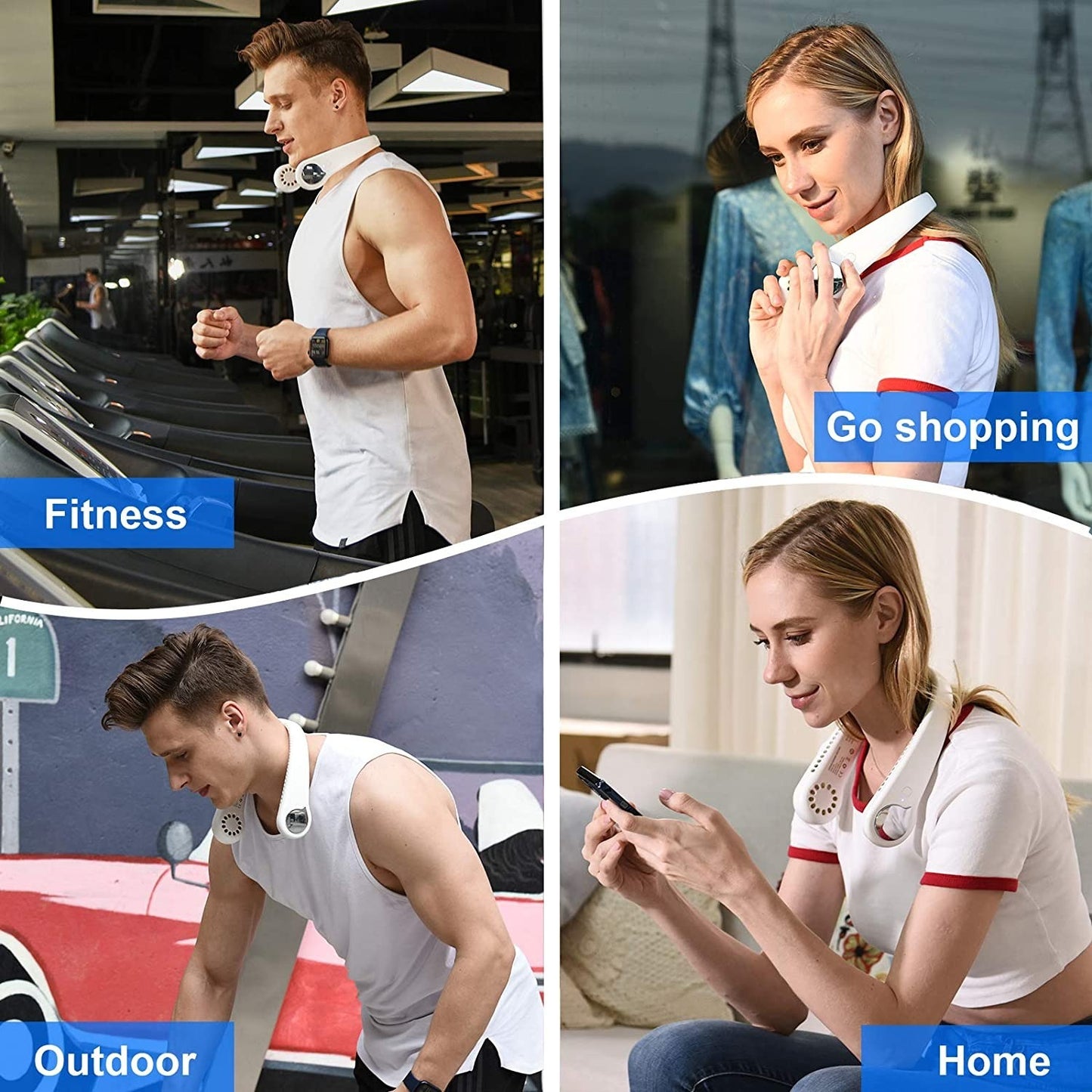 Bladeless Neck Fan – Portable, Hands-Free Cooling with 3 Speeds for Travel, Work & Outdoors