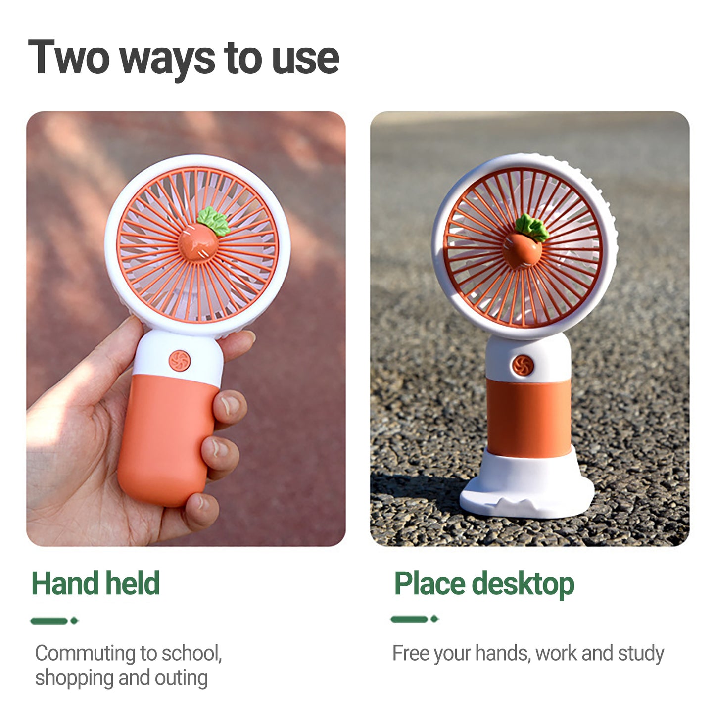 Cute Mini Rechargeable Fan with Phone Holder USB Portable Desk Fan for Travel Office Summer Cooling