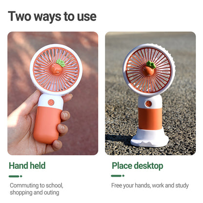 Cute Mini Rechargeable Fan with Phone Holder USB Portable Desk Fan for Travel Office Summer Cooling