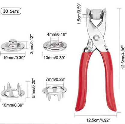Snap Button Pliers Tool Kit with 50 Metal Buttons