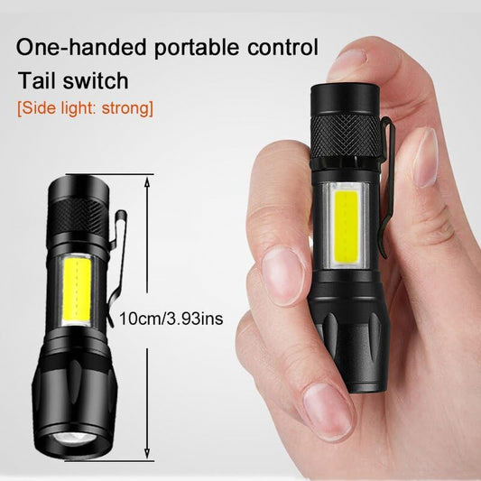 Zoomable Metal COB Flashlight Ultra Bright Rechargeable Waterproof LED Torch for Camping and Hiking