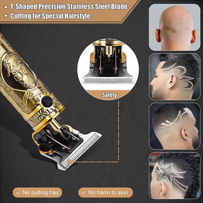 T9 Professional Hair Trimmer Cordless Rechargeable Metal Body Precision Grooming Tool for Men Styling