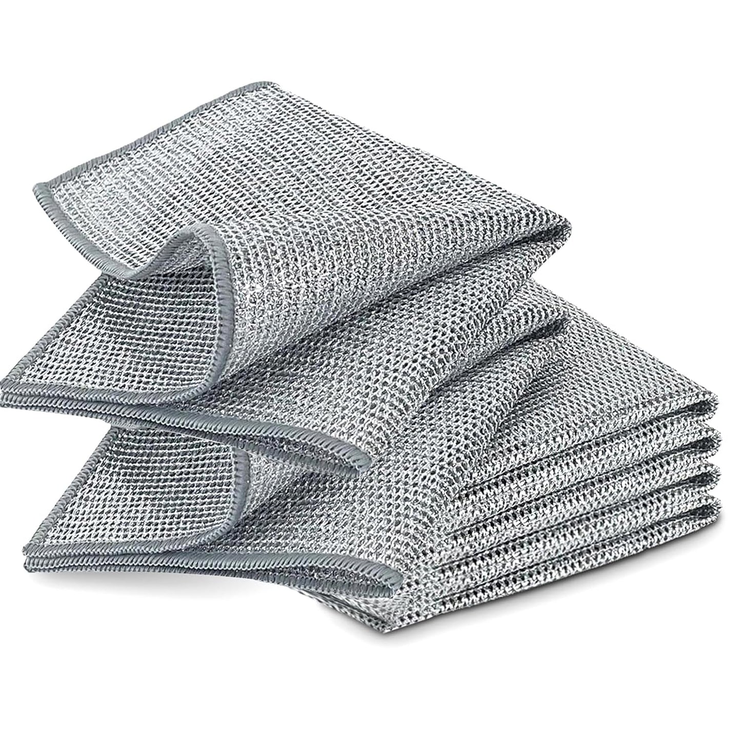 Magic Wire Dishcloth Metal Cleaning Rags for Kitchen Dish Pot Wash 20x20cm Silver Cloth