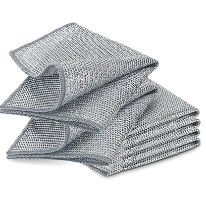 Magic Wire Dishcloth Metal Cleaning Rags for Kitchen Dish Pot Wash 20x20cm Silver Cloth