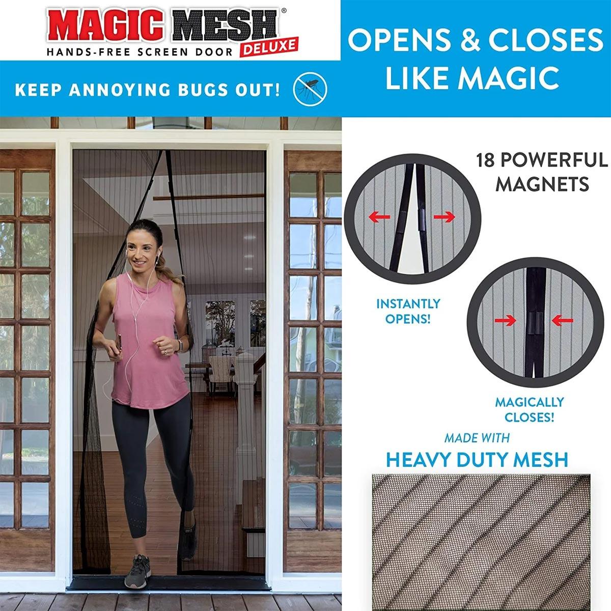 Magic Mesh Elite Hands-Free Screen Door 19x83 Inches for Single Sliding Doors and Pets Use
