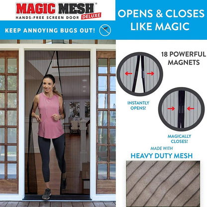 Magic Mesh Elite Hands-Free Screen Door 19x83 Inches for Single Sliding Doors and Pets Use