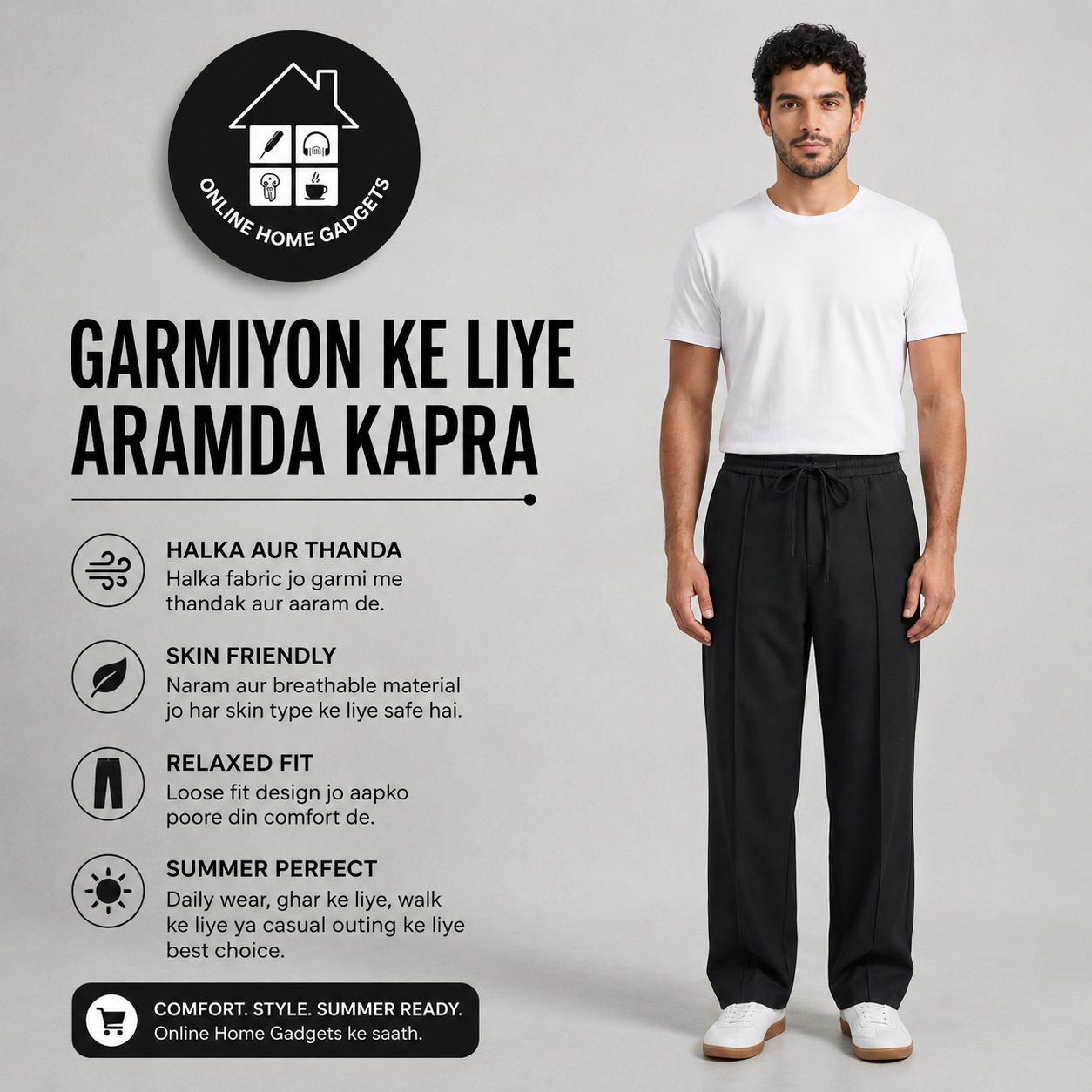 Baggy PinTex Trouser for Men – Stylish & Comfortable Summer Casual Wear Pants - Free Delivery