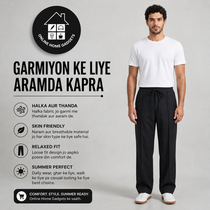 Baggy PinTex Trouser for Men – Stylish & Comfortable Summer Casual Wear Pants - Free Delivery
