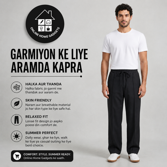 Baggy PinTex Trouser for Men – Stylish & Comfortable Summer Casual Wear Pants - Free Delivery
