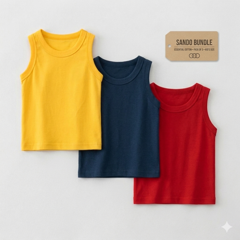 Pack Of 5 | Kids Jersey Sando Comfortable Sleeveless Vest for Daily Summer Wear