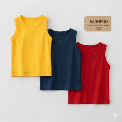 Pack Of 5 | Kids Jersey Sando Comfortable Sleeveless Vest for Daily Summer Wear