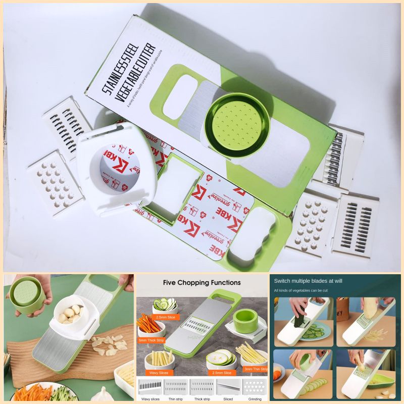 5 in 1 Green Vegetable Slicer Cutter – Multipurpose Kitchen Cutting Tool