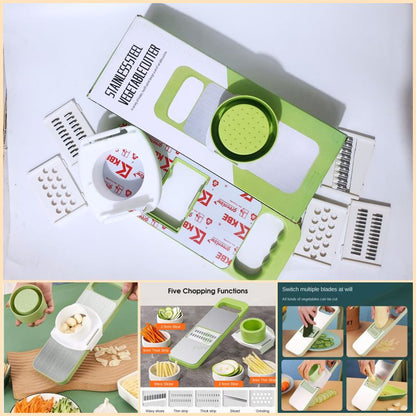 5 in 1 Green Vegetable Slicer Cutter – Multipurpose Kitchen Cutting Tool