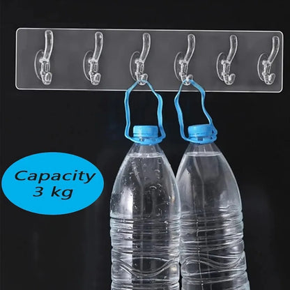 6 in 1 Self Adhesive Hook Set Strong, Reusable Wall Organizer Hooks