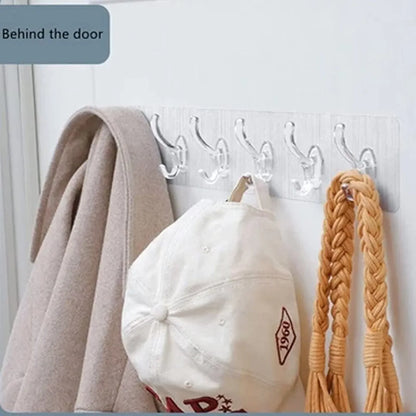 6 in 1 Self Adhesive Hook Set Strong, Reusable Wall Organizer Hooks