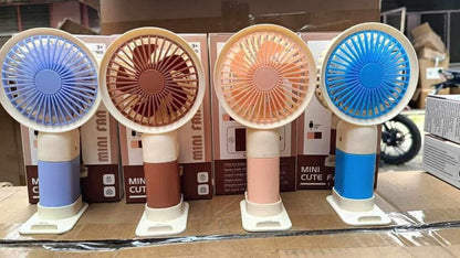 Cute Mini Rechargeable Fan with Phone Holder USB Portable Desk Fan for Travel Office Summer Cooling