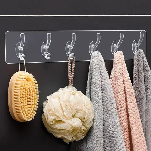 6 in 1 Self Adhesive Hook Set Strong, Reusable Wall Organizer Hooks