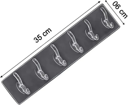 6 in 1 Self Adhesive Hook Set Strong, Reusable Wall Organizer Hooks