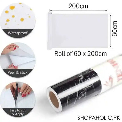 Marble Sheet Premium Self Adhesive White & Black Marble Sheet Sticker Waterproof, Oil & Heat Resistant Decorative Wallpaper for Kitchen, Cupboard, Walls, Cabinets, Countertops & Furniture 60cm × 200cm