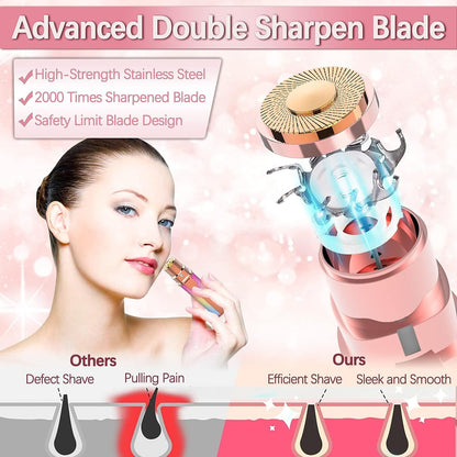Blawless Rechargeable 2 in 1 Electric Eyebrow Trimmer and Facial Hair Shaver for Women