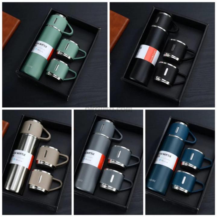3 Cup Stainless Steel Vacuum Flask Set Double Layer Thermal Bottle for Hot and Cold Use