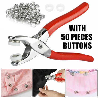 Snap Button Pliers Tool Kit with 50 Metal Buttons