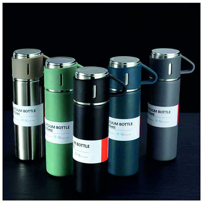 3 Cup Stainless Steel Vacuum Flask Set Double Layer Thermal Bottle for Hot and Cold Use