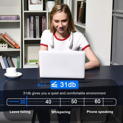 Bladeless Neck Fan – Portable, Hands-Free Cooling with 3 Speeds for Travel, Work & Outdoors