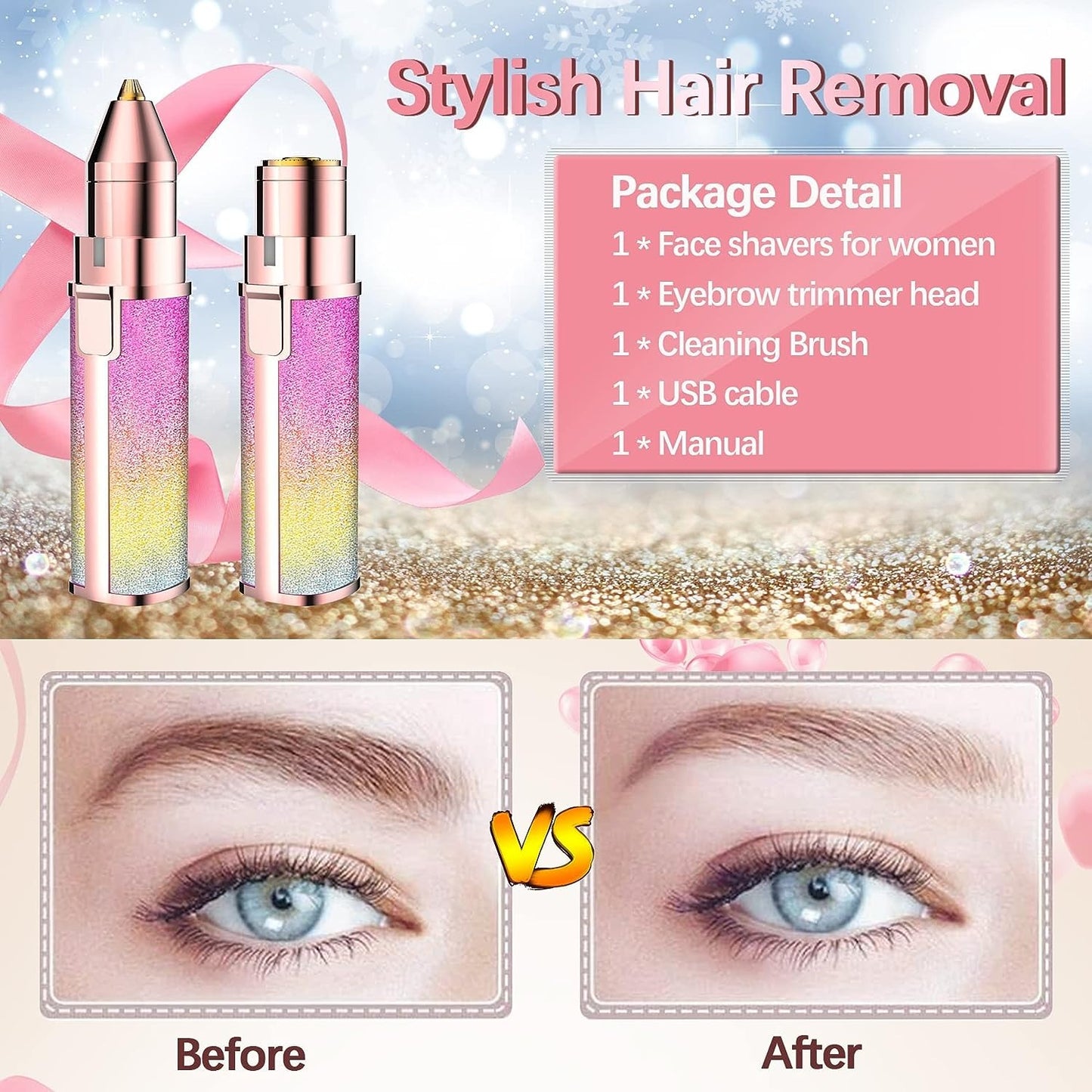 Blawless Rechargeable 2 in 1 Electric Eyebrow Trimmer and Facial Hair Shaver for Women