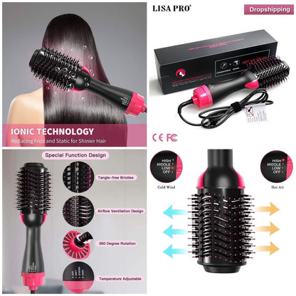 One Step Multifunction Hair Straightener Brush – Straighten, Curl & Style