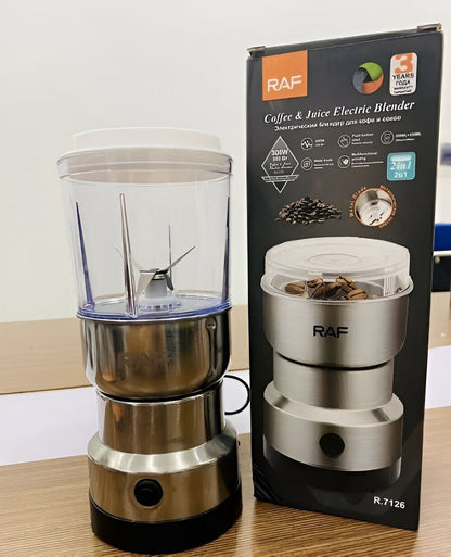 RAF 2 in 1 Mini Electric Grinder & Juicer Blender – Coffee Grinder, Meat Mincer, Chopper & Food Processor Machine