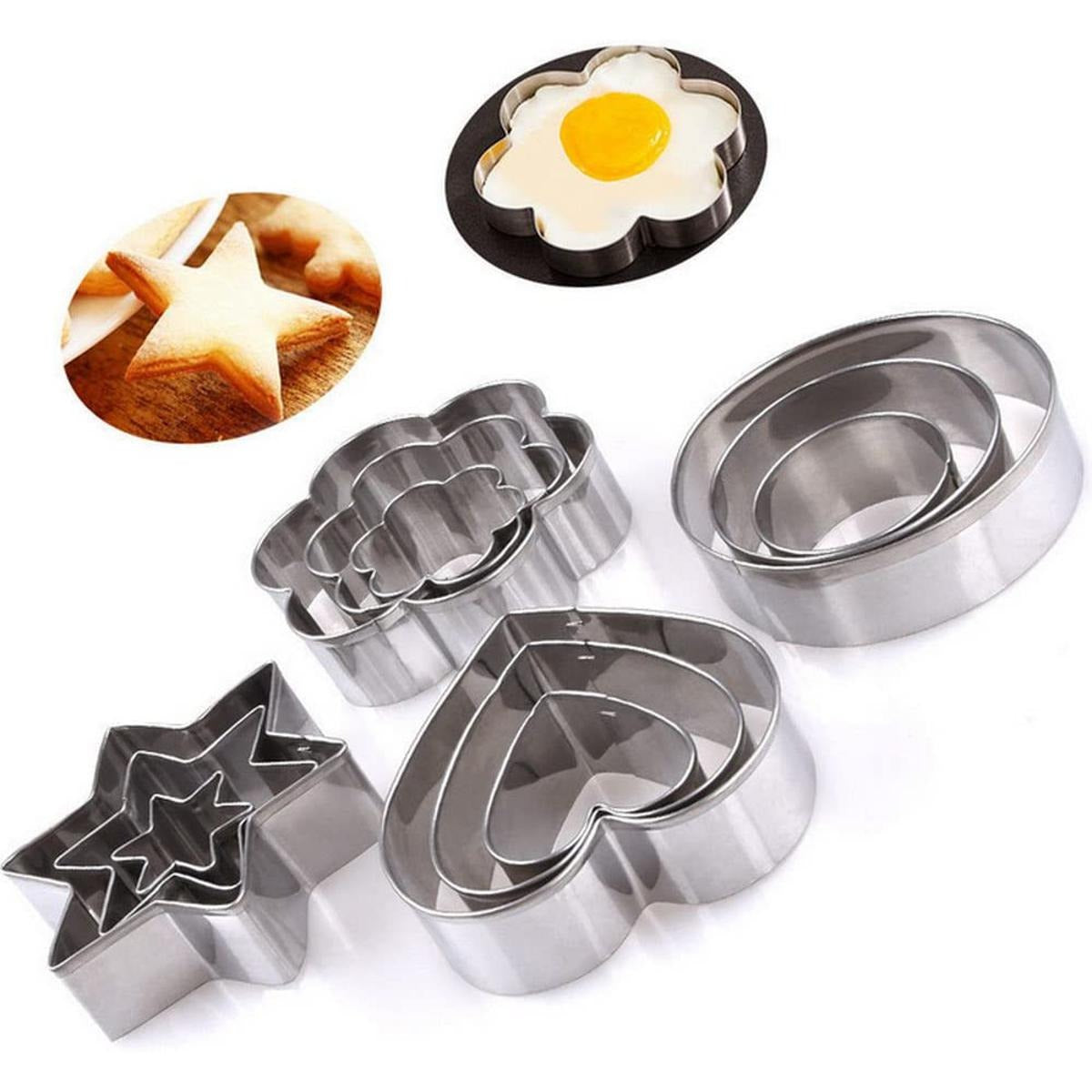 12-Piece Stainless Steel Cookie Cutter Set – Multiple Shapes for Baking