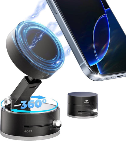 Pocket Magnetic Suction Base Round Mobile Holder – Mini Strong Magnetic Phone Stand with Suction Cup for Desk, Car & Travel