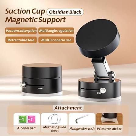 Pocket Magnetic Suction Base Round Mobile Holder – Mini Strong Magnetic Phone Stand with Suction Cup for Desk, Car & Travel