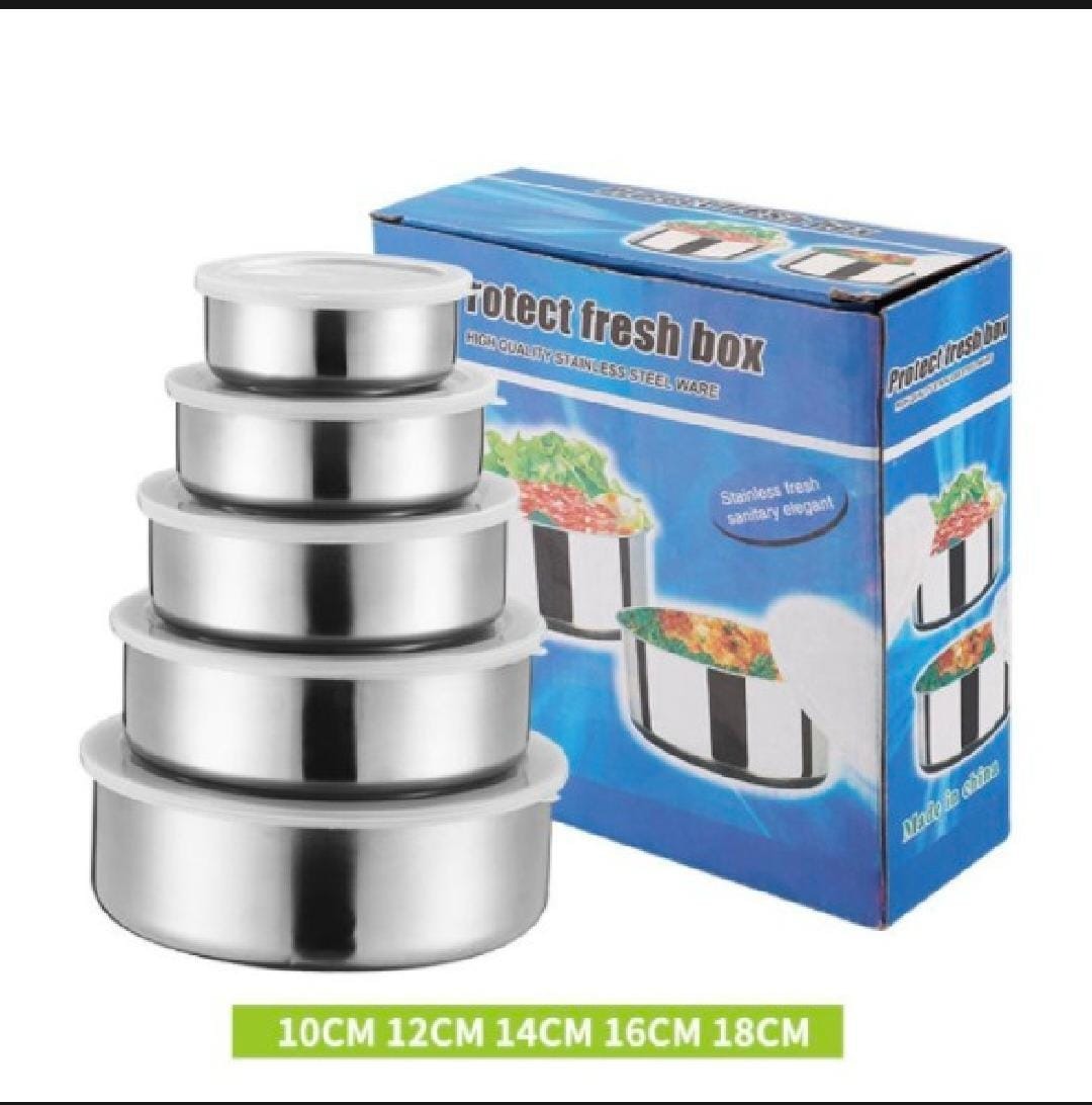 5pcs Stainless Steel Bowl Set – Multi-Purpose Mixing, Serving & Storage Bowls for Kitchen Use