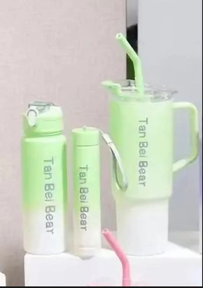 3-in-1 Gradient Tumbler Mug 1200ml | Plastic Body | Leakproof Travel Mug with Straw & Lid