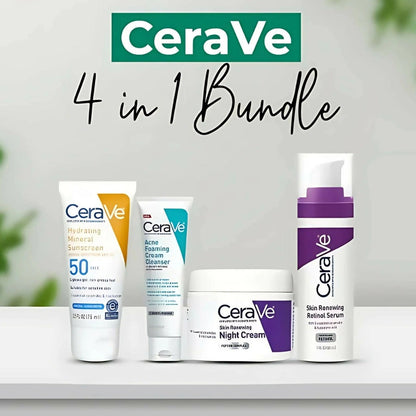 CeraVe 4-in-1 Skincare Bundle – Complete Daily Face Care Set for Hydration & Skin Barrier Repair - Free Delivery