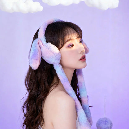 Cute Soft Winter Ear Warmers with Jumping Bunny Ears – Ultra Plush Warm Earmuffs for Kids, Girls & Teens - Random Color