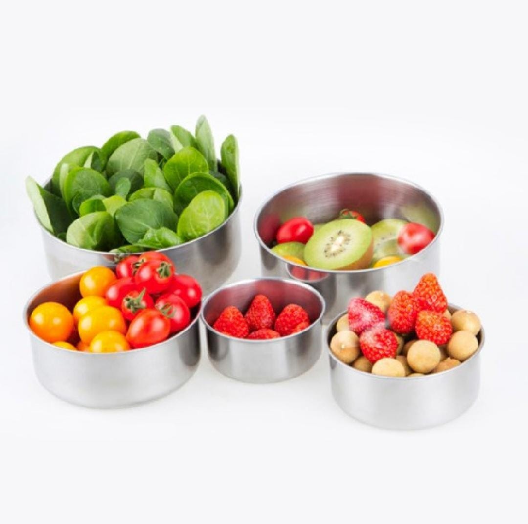 5pcs Stainless Steel Bowl Set – Multi-Purpose Mixing, Serving & Storage Bowls for Kitchen Use