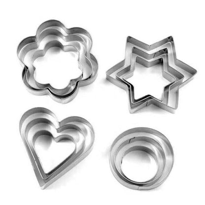 12-Piece Stainless Steel Cookie Cutter Set – Multiple Shapes for Baking