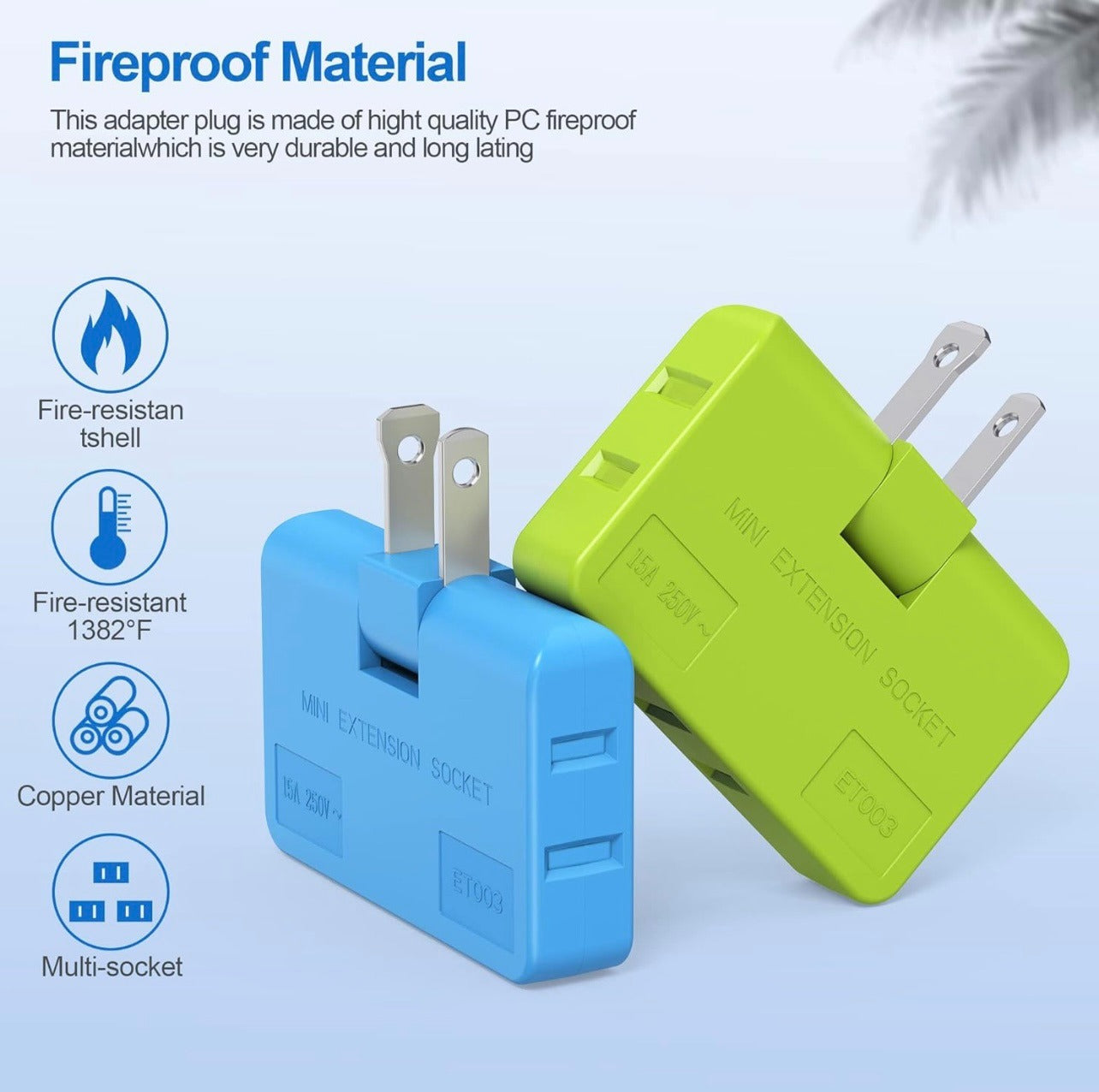 3 in 1 Plug Socket – Multi Plug Extension Adapter with Universal Outlets for Home & Office