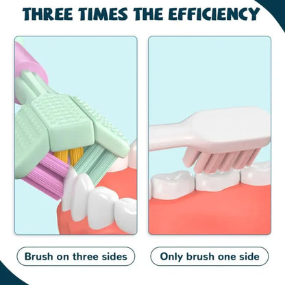 Pack of 2 | 3 Side Toothbrush | 180° Triple Head Soft Bristle Toothbrush | Deep Cleaning for Teeth & Gums