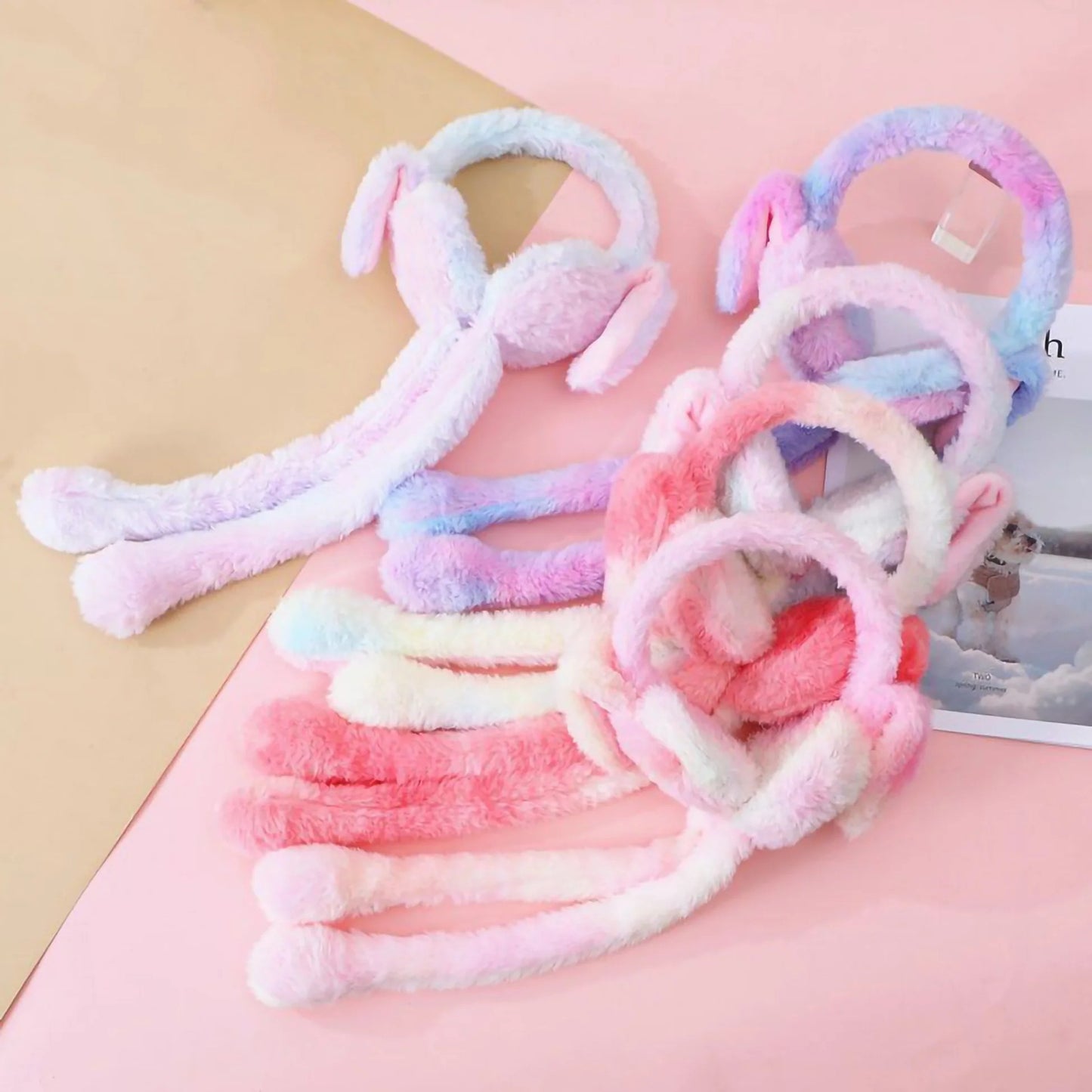 Cute Soft Winter Ear Warmers with Jumping Bunny Ears – Ultra Plush Warm Earmuffs for Kids, Girls & Teens - Random Color