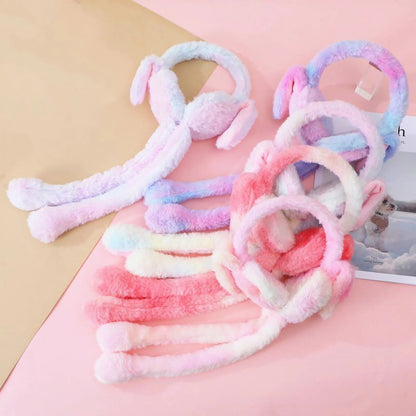 Cute Soft Winter Ear Warmers with Jumping Bunny Ears – Ultra Plush Warm Earmuffs for Kids, Girls & Teens - Random Color