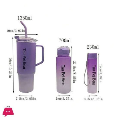 3-in-1 Gradient Tumbler Mug 1200ml | Plastic Body | Leakproof Travel Mug with Straw & Lid